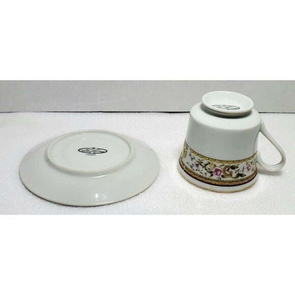 Wallace Heritage Daphne Tea Cup & SaucerFloral Gold Trim Porcelain Japan - Picture 10 of 13
